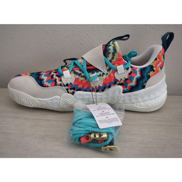 Adidas GY0295 Mens 14.5 WMNs 15.5 White Tie Dye Trae Young 1-LC Basketball Shoes - Picture 9 of 16